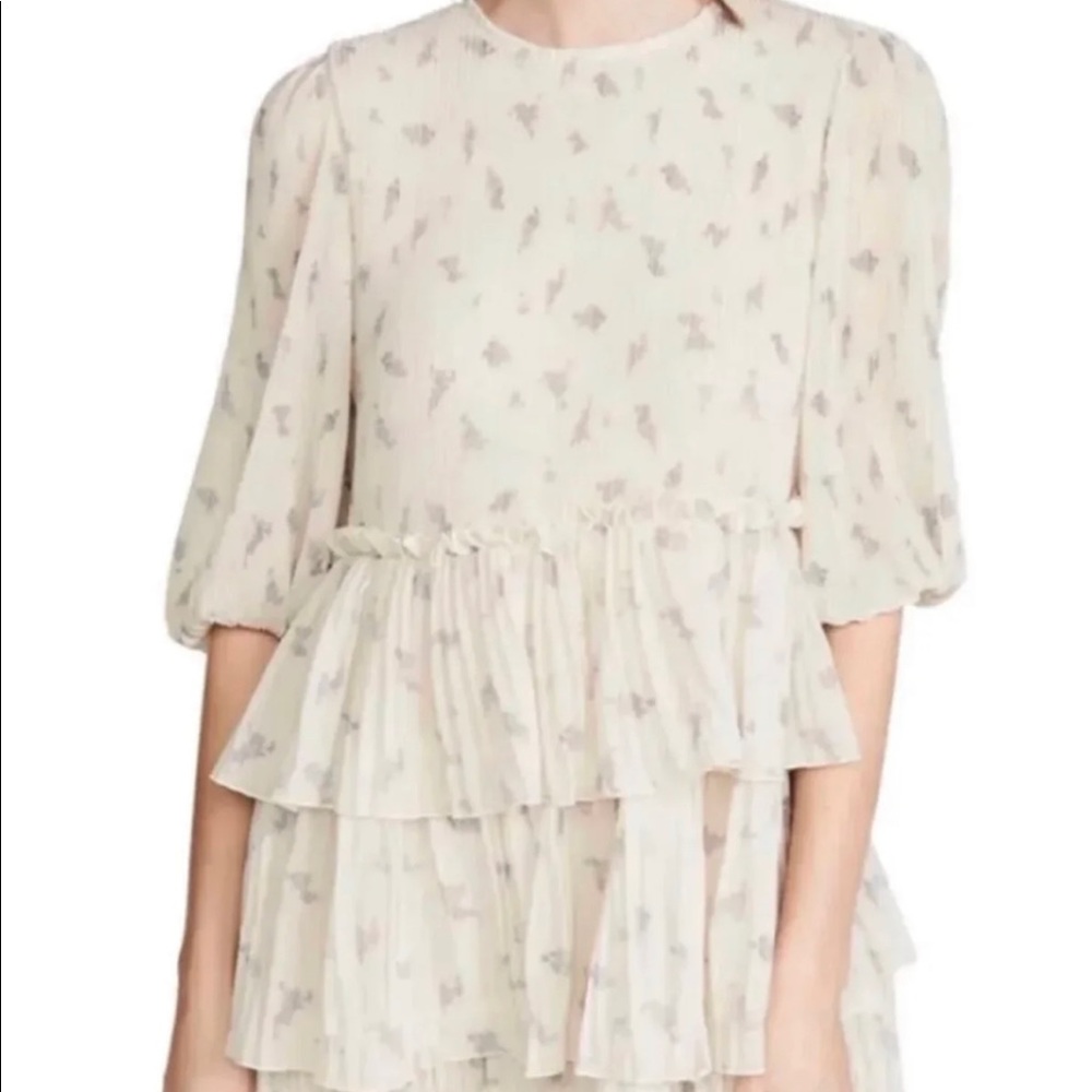 Ganni Cream Mini Dress with Subtle Pattern - Picture 8 of 9